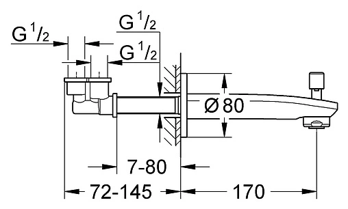 Излив для скрытого монтажа с переключателем Grohe Eurostyle Cosmopolitan хром 13277002