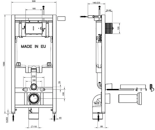Комплект 5 в 1 Jacob Delafon Patio E21740RU-00 с кнопкой E4316-CP хром глянцевый