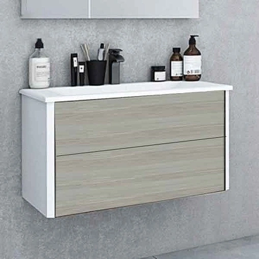 Модуль подвесная с ящиками подвесная Aquaton Брук 100 дуб латте/белый 1A202101BCDL0