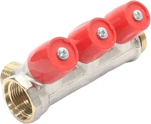 Коллектор регулирующий проходной 3 отвода красный ¾"в/н x ½"н General Fittings 6200E7N0504R3A, 5