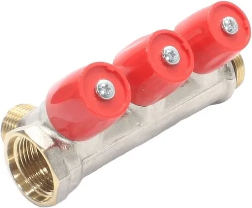 Коллектор регулирующий проходной 3 отвода красный ¾"в/н x ½"н General Fittings 6200E7N0504R3A