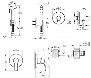 Гигиенический душ со смесителем VitrA Hygienic хром A49271EXP, 2