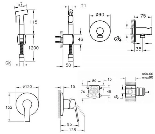 Гигиенический душ со смесителем VitrA Hygienic хром A49271EXP