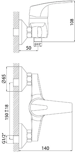 Смеситель для душа Rossinka хром D40-41