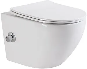 Унитаз подвесной безободковый с функцией биде и встроенным смесителем BelBagno Uno белый BB3105CHR-BS/SC Унитаз подвесной безободковый с функцией биде и встроенным смесителем BelBagno Uno белый BB3105CHR-BS/SC, 1