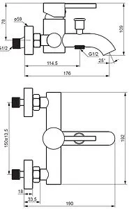 Смеситель для ванны Damixa Scandinavian Pure хром 361000000 Смеситель для ванны Damixa Scandinavian Pure хром 361000000, 2
