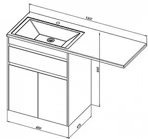 Тумба-умывальник напольная над стиральной машиной Aquanet Токио 130 L белый 00237746+00235501, 2