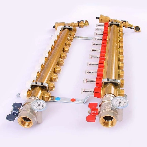 Группа коллекторная с расходомерами 11 отводов 1&quot;в/в x ¾&quot;ек Tiemme 3870024
