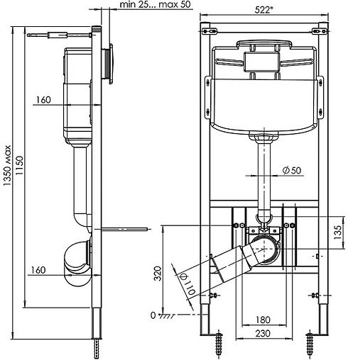 Инсталляция для подвесного унитаза Ани Пласт WC1110 Инсталляция для подвесного унитаза Ани Пласт WC1110