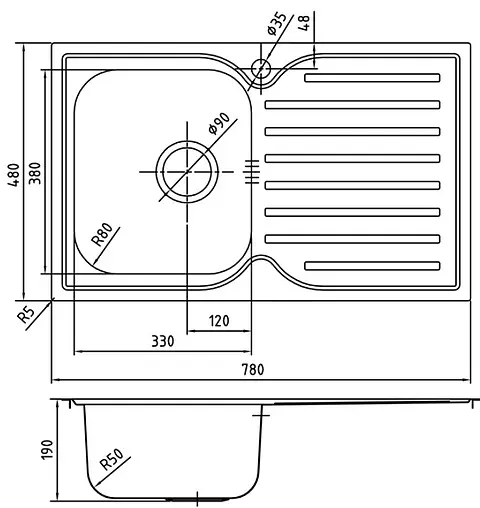 Мойка кухонная IDDIS Strit 78 L хром STR78SLi77K