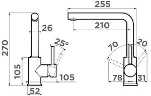 Смеситель для кухни Omoikiri Nakagawa-DC темный шоколад/хром 4994311 Смеситель для кухни Omoikiri Nakagawa-DC темный шоколад/хром 4994311, 2