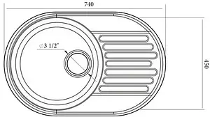Мойка кухонная Vladiks нержавеющая сталь L-274R Мойка кухонная Vladiks нержавеющая сталь L-274R, 2