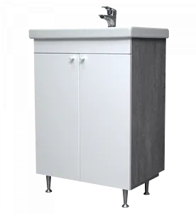Тумба под умывальник напольный Домино Промо 60 белый/бетон DP2618T, 1