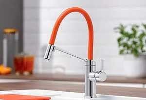 Смеситель для кухни с гибким изливом Blanco Viu-S 4 цветных съемных шланга хром/чёрный/зелёный/оранжевый/желтый 524813, 3