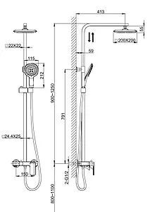 Душевая система со смесителем для ванны D&K Berlin.Steinbeis белый/хром DA1433716A02 Душевая система со смесителем для ванны D&K Berlin.Steinbeis белый/хром DA1433716A02, 2