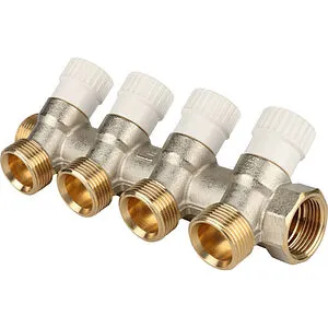 Коллектор регулирующий проходной 4 отвода ¾&quot;в/н x ¾&quot;ек Stout SMB 6851 343404, 1