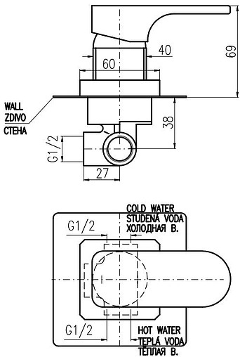 Смеситель для душа скрытого монтажа Rav Slezak Yukon хром YU183