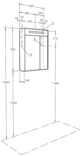 Шкаф-зеркало Aquaton Сильва 60 дуб фьорд 1A216202SIW60