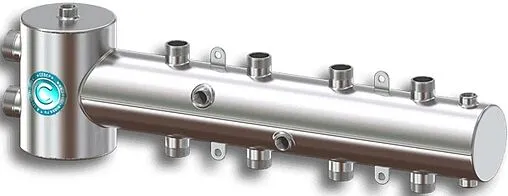 Распределительный коллектор 4 контура с гидрострелкой 1¼&quot;н x 1&quot;н Север-R-Т4(Aisi) 1955031