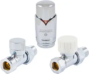 Комплект вентилей терморегулирующих прямых 15x1.0 x ½"н Schlosser Elegant хром 604200034 Комплект вентилей терморегулирующих прямых 15x1.0 x ½"н Schlosser Elegant хром 604200034, 1