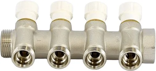 Коллектор регулирующий проходной 4 отвода 1&quot;в/н x ¾&quot;ек Uni-fitt 406N4340