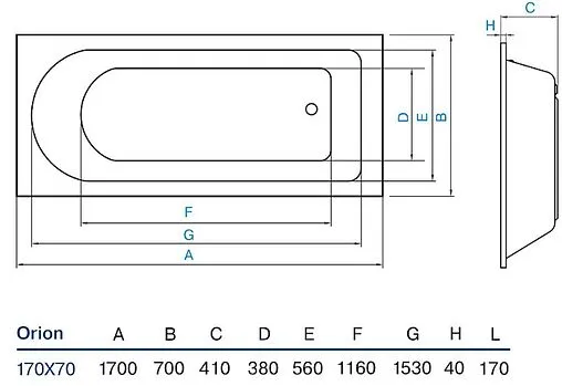 Ванна акриловая Koller Pool Orion 170х70