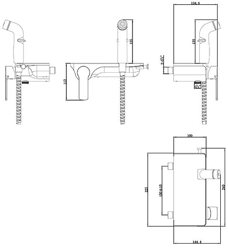 Гигиенический душ со смесителем Lemark Solo хром/белый LM7168CW