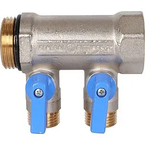 Коллектор запорный проходной 2 отвода синий 1"в/н x ½"н Stout SMB 6211 011202 Коллектор запорный проходной 2 отвода синий 1"в/н x ½"н Stout SMB 6211 011202, 4