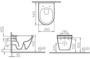 Унитаз подвесной безободковый VitrA S50 Rim-ex белый 5956B003-0075 Унитаз подвесной безободковый VitrA S50 Rim-ex белый 5956B003-0075, 2