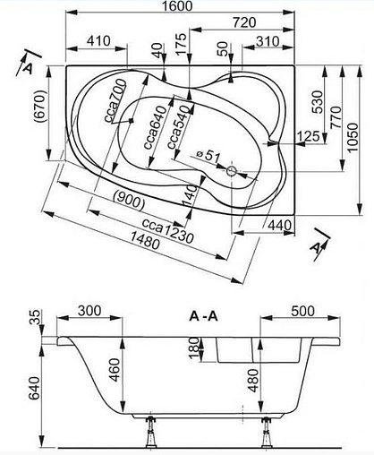 Ванна акриловая Vagnerplast Melite 160x105 L VPBA163MEL3LX-04
