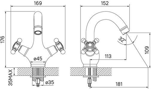 Смеситель для раковины IDDIS Sam бронза SAMBR00i01