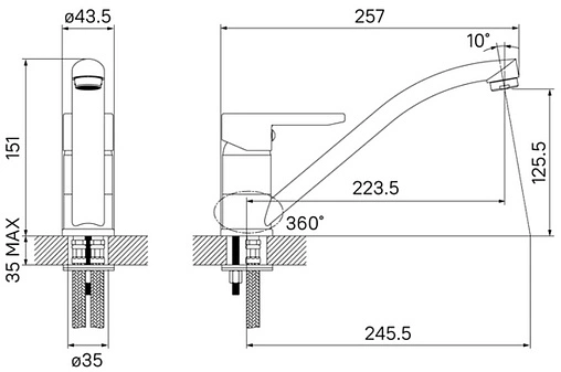 Смеситель для кухни IDDIS Sena хром SENSB00i05 Смеситель для кухни IDDIS Sena хром SENSB00i05
