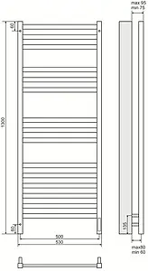 Полотенцесушитель электрический лесенка Terminus Ното П15 500х1300 электро sensor quick touch полированная сталь 4670078526953 Полотенцесушитель электрический лесенка Terminus Ното П15 500х1300 электро sensor quick touch полированная сталь 4670078526953, 2