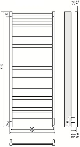 Полотенцесушитель электрический лесенка Terminus Ното П15 500х1300 электро sensor quick touch полированная сталь 4670078526953