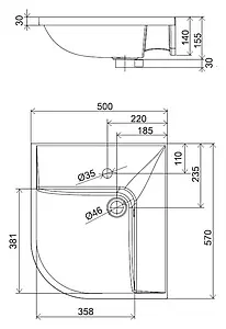 Раковина Ravak BeHappy 50 R белый XJAP1100000, 2