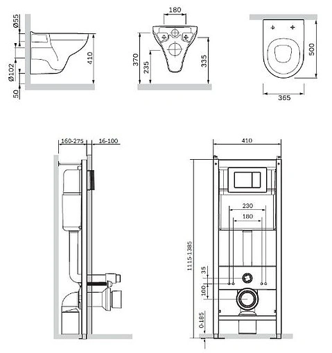 Комплект 6 в 1 Am.Pm Gem IS301.901738 с кнопкой белый глянцевый