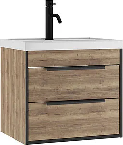 Тумба под умывальник подвесная Домино Bazis 60 дуб галифакс табак DA6102T, 1