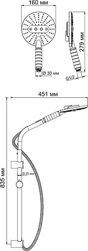 Душевая стойка Wasserkraft хром/белый A044