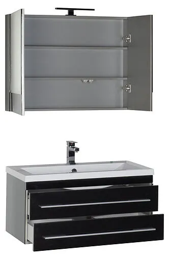 Шкаф-зеркало Aquanet Верона 90 L чёрный 00172340 Шкаф-зеркало Aquanet Верона 90 L чёрный 00172340