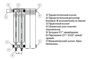 Радиатор биметаллический 6 секций нижнее левое подключение Rifar Monolit Ventil 350 RMVL35006 Радиатор биметаллический 6 секций нижнее левое подключение Rifar Monolit Ventil 350 RMVL35006, 3