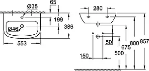 Раковина Grohe Bau Ceramic 55 белый 39440000 Раковина Grohe Bau Ceramic 55 белый 39440000, 2