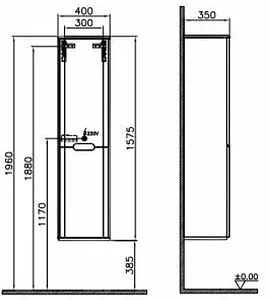Шкаф-пенал с бельевой корзиной VitrA Sentо 40 L антрацит/светлое дерево 60856 Шкаф-пенал с бельевой корзиной VitrA Sentо 40 L антрацит/светлое дерево 60856, 2