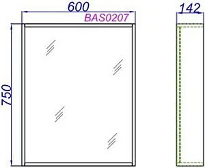 Зеркало Aqwella Basic 60 дуб золотой BAS0207DZ, 2