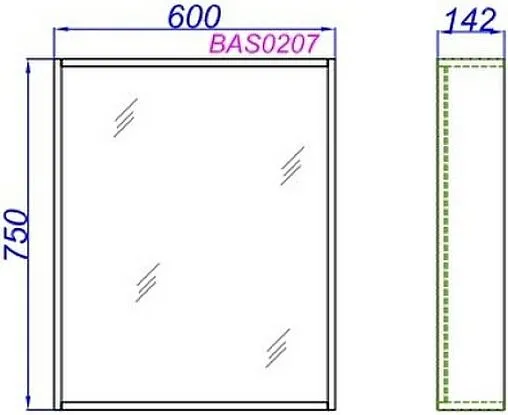 Зеркало Aqwella Basic 60 дуб золотой BAS0207DZ