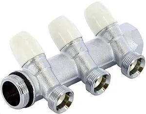 Коллектор регулирующий проходной 3 отвода 1"в/н x ½"н Tiemme MAXIMA 1860021 Коллектор регулирующий проходной 3 отвода 1"в/н x ½"н Tiemme MAXIMA 1860021, 3