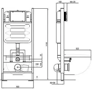 Комплект 6 в 1 Jacob Delafon Rodin+ E21750RU-CP с кнопкой E36496-CP хром глянцевый, 2