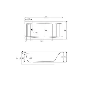 Ванна акриловая Cersanit Virgo 170x75 P-WP-VIRGO*170NL Ванна акриловая Cersanit Virgo 170x75 P-WP-VIRGO*170NL, 3