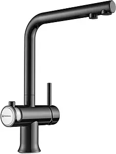 Смеситель для кухни с подключением к фильтру Omoikiri Hotaru-GM-WH вороненая сталь/белый 4994053, 1