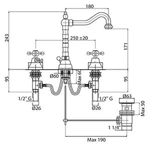 Смеситель для раковины Cezares Golf бронза GOLF-BLS2-02 Смеситель для раковины Cezares Golf бронза GOLF-BLS2-02, 2