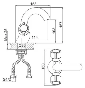 Смеситель для раковины D&K Torhall Hessen хром DA1412141, 2
